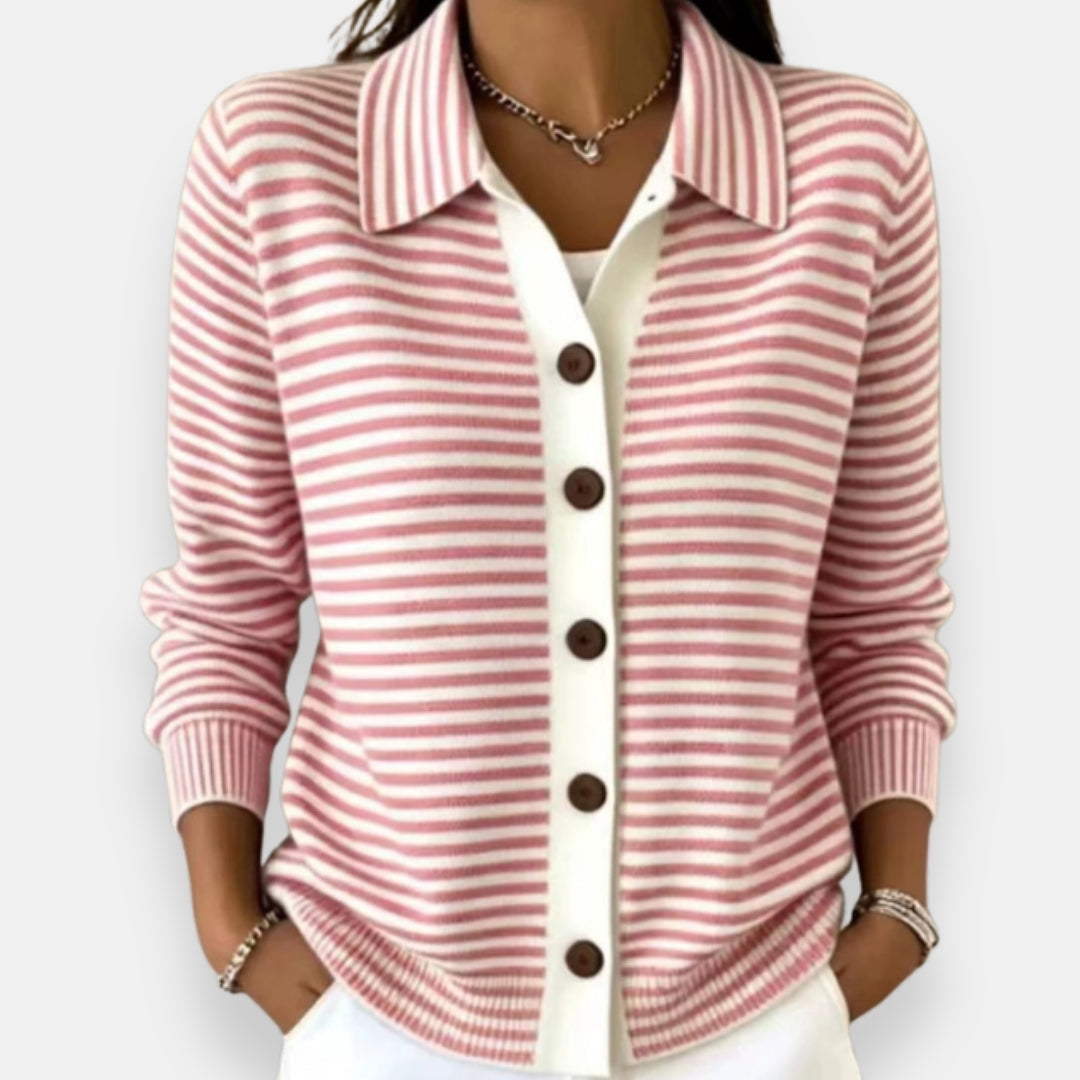 Nola™ Cardigan a Bottoni a Righe