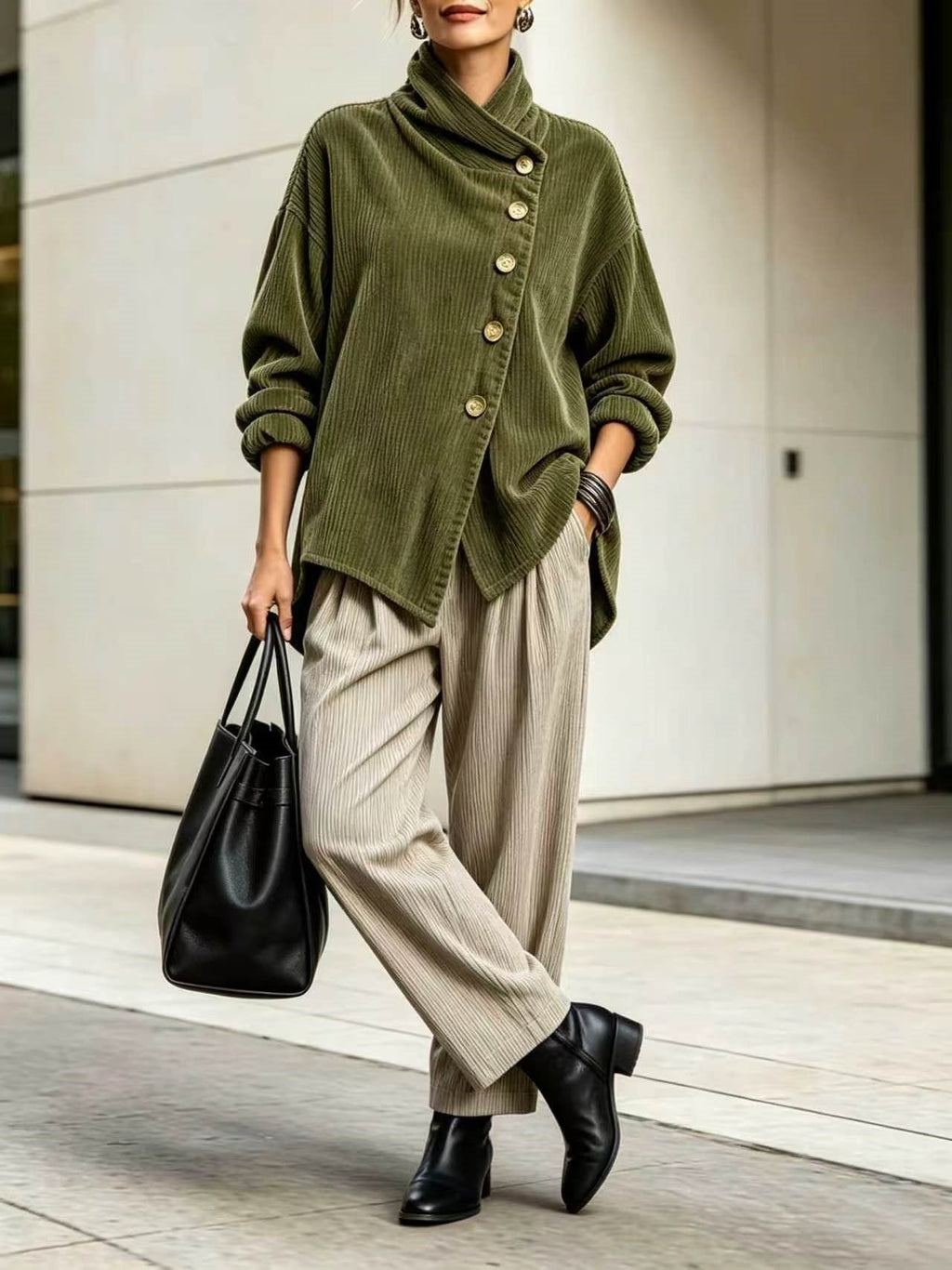 Elara | Maglione in velluto a coste con collo alto