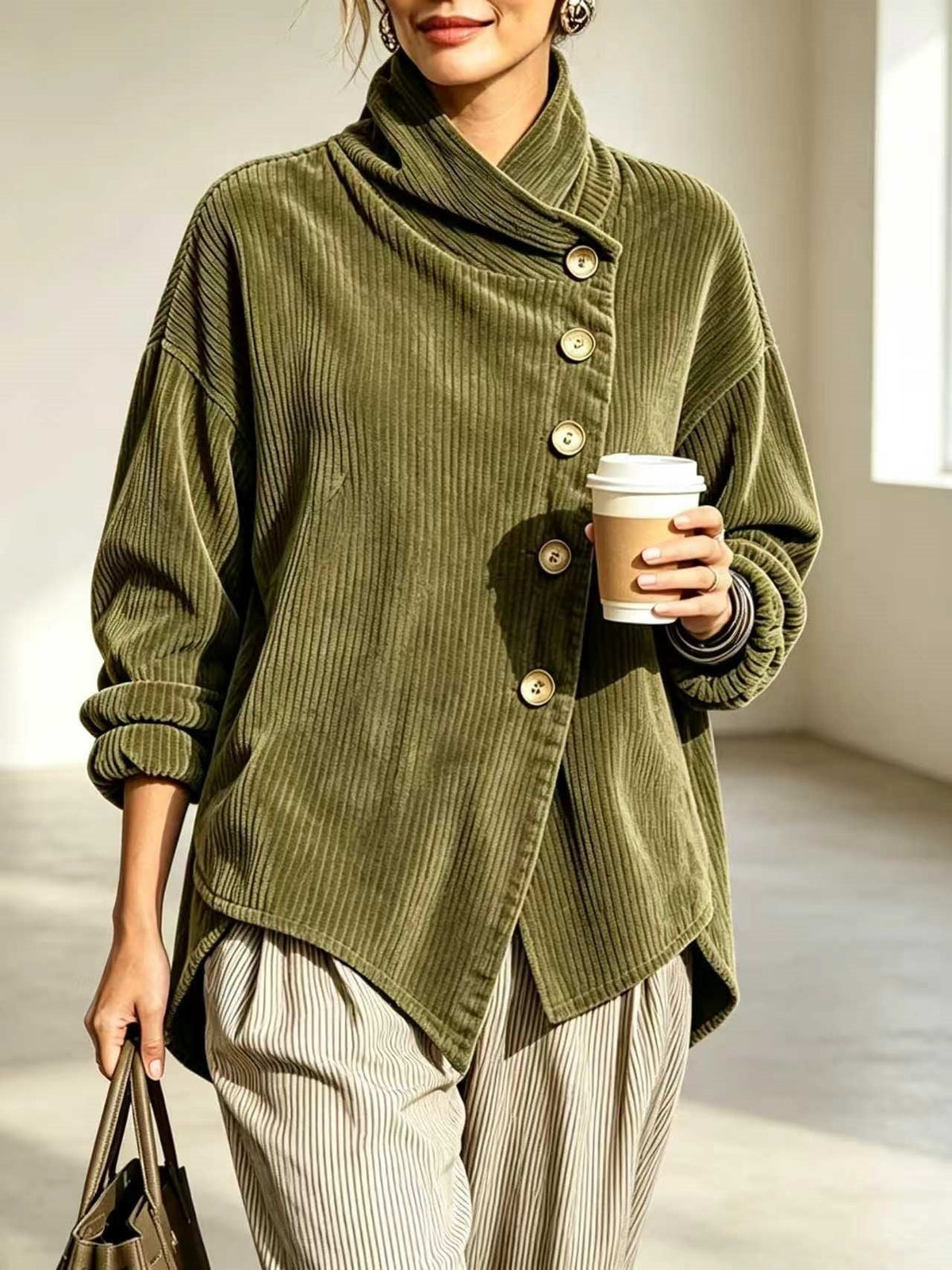 Elara | Maglione in velluto a coste con collo alto