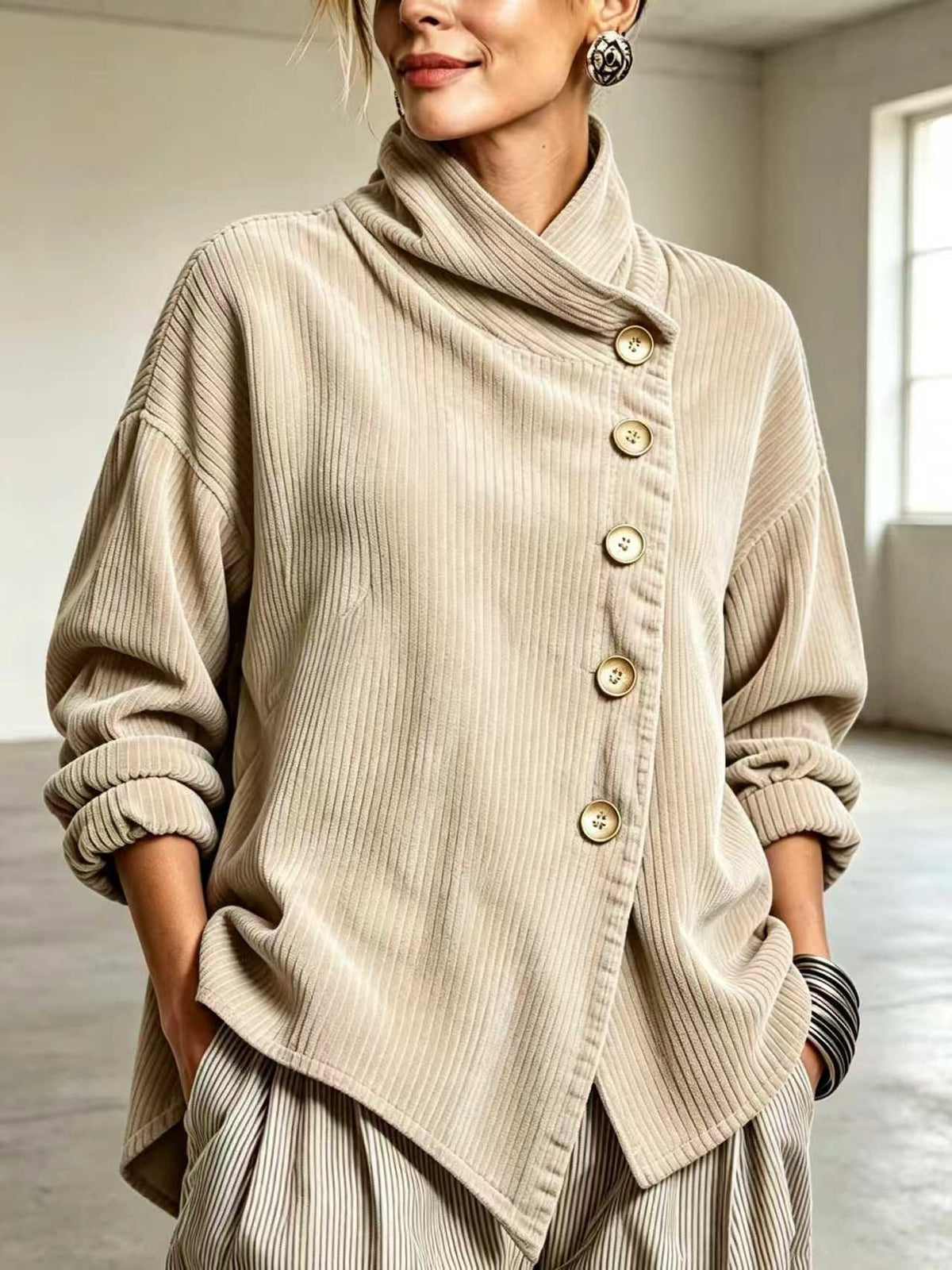 Elara | Maglione in velluto a coste con collo alto