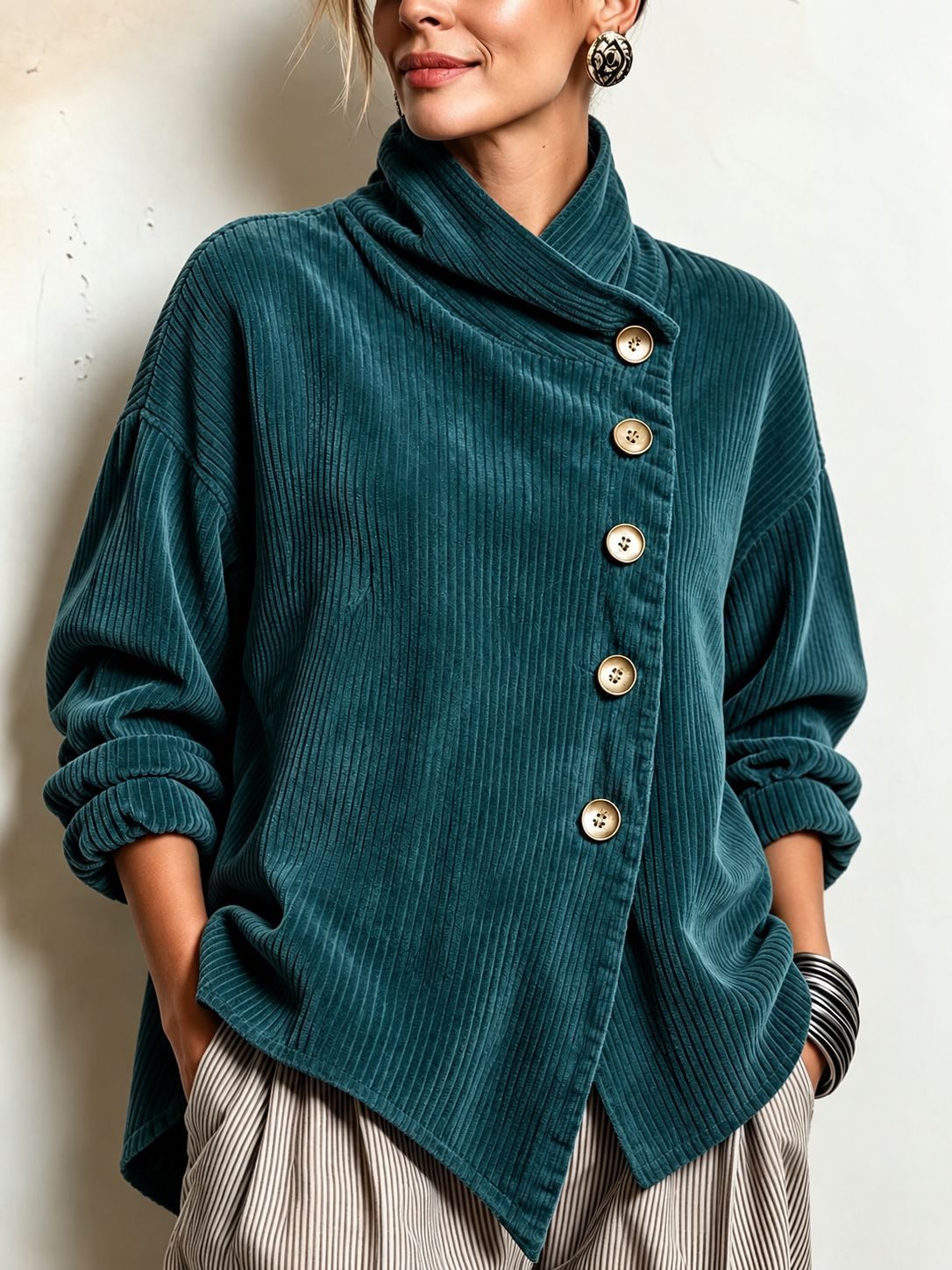 Elara | Maglione in velluto a coste con collo alto