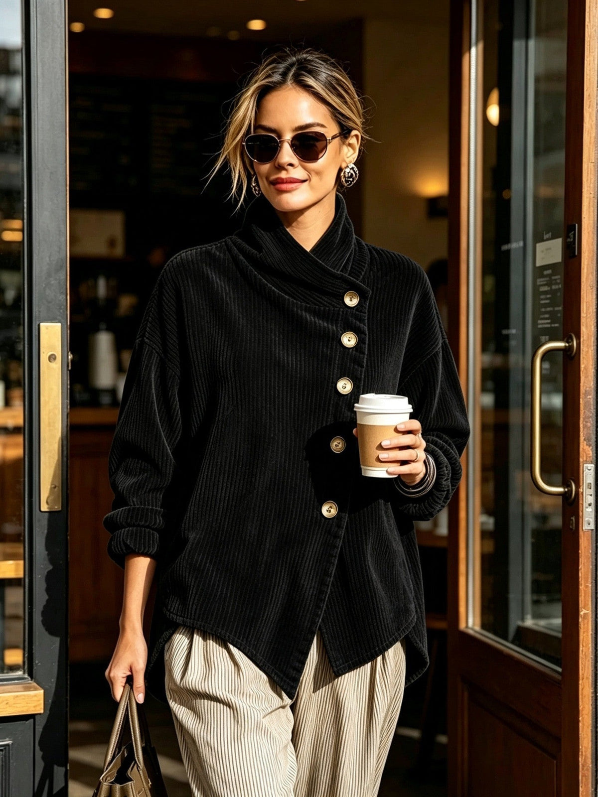 Elara | Maglione in velluto a coste con collo alto